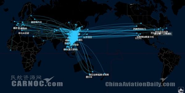 海南航空航線網(wǎng)絡(luò)圖。圖片來自飛常準(zhǔn) 海南航空航線網(wǎng)絡(luò)圖。圖片來自飛常準(zhǔn)